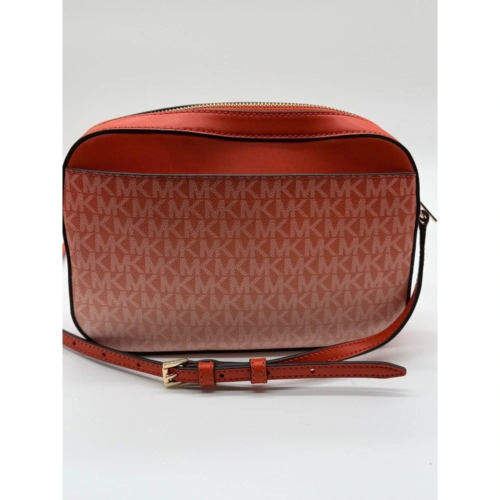 Michael Kors Jet Set Large EW Crossbody Bag Orange Pink Monogram Logo